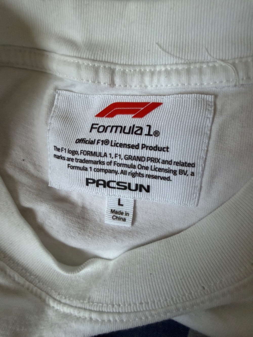 PacSun White Tee with Small Red F1 Logo